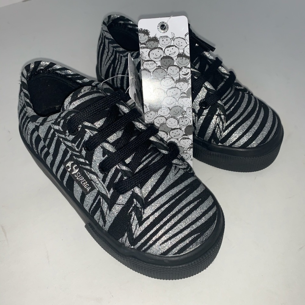 Superga Bambino Zebra Print Black Silver Sneaker - Picture 3 of 10